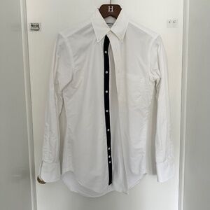 Thom Browne Men's Locker Loop Oxford Shirt w/blue grosgrain placket size 2 M